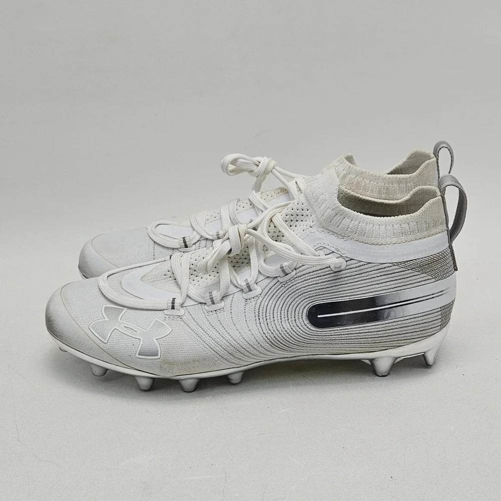 Under Armour Spotlight MC Mens 9 Football Cleats White Silver 3020675-100